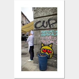 Cook Street Art Cat Graffiti Navigli Milano Italy Posters and Art